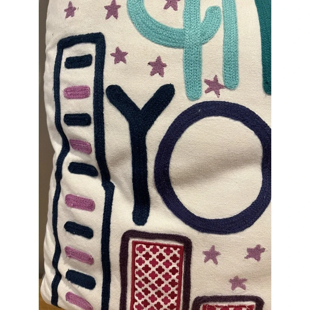 Pottery Barn Teen New York City Square Throw Pillow EMBROIDERED Down Fill Zipper
